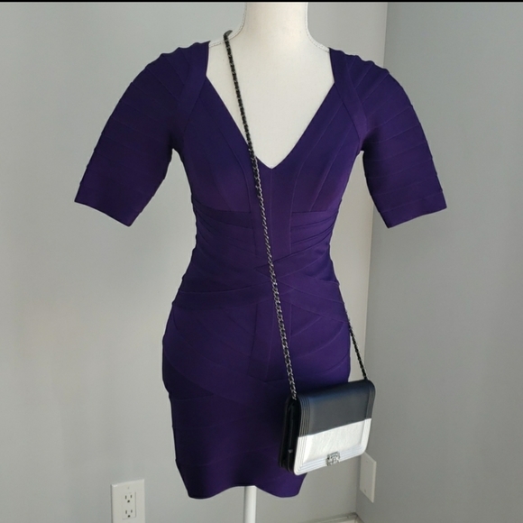 💜NEW Herve Leger S Dress Purple💜 - Picture 2 of 11